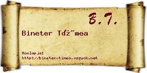 Bineter Tímea névjegykártya